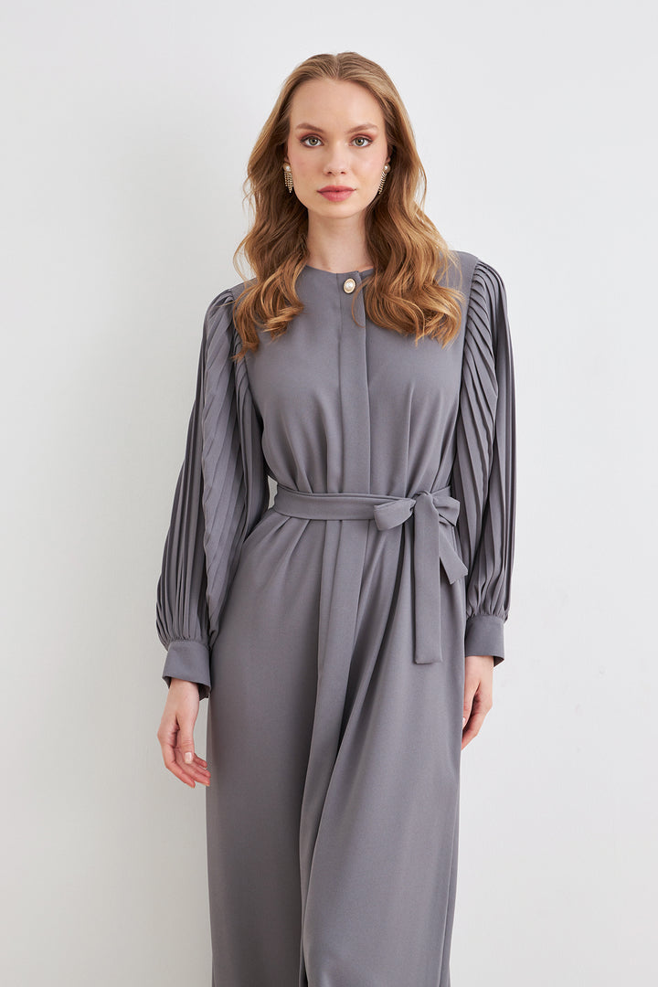 ZRF Women Sleeves Puffy Abaya - Gray - Hammersmith