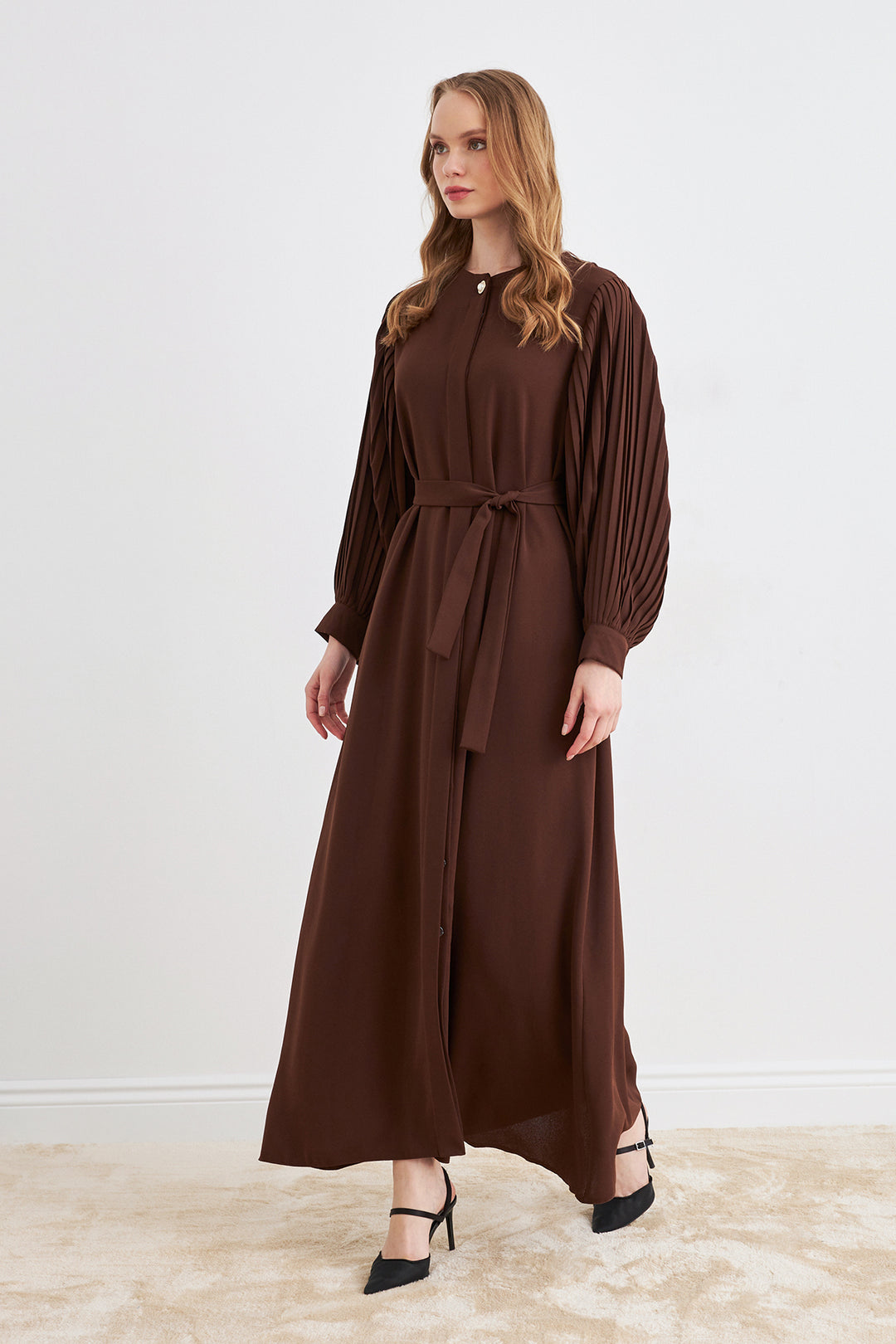 ZRF Women Sleeves Puffy Abaya - Brown - Mayagüez