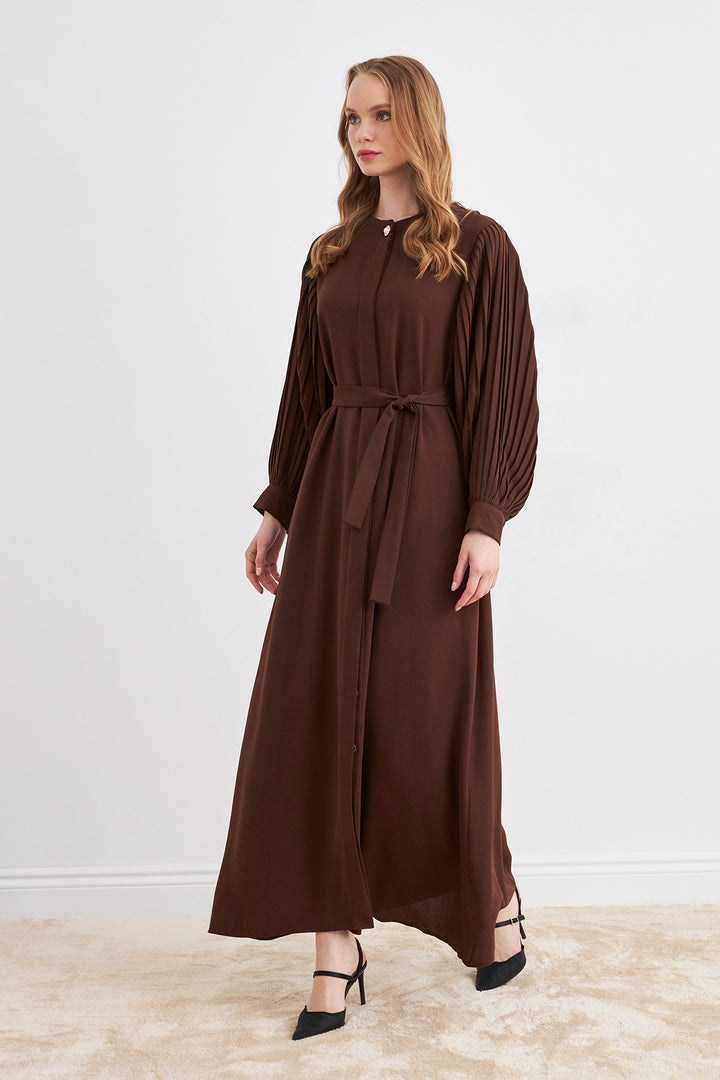 ZRF Women Sleeves Puffy Abaya - Brown - Mayagüez