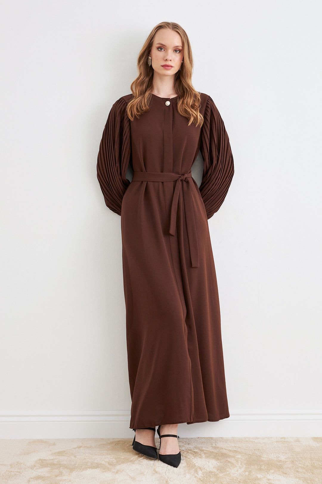 ZRF Women Sleeves Puffy Abaya - Brown - Mayagüez