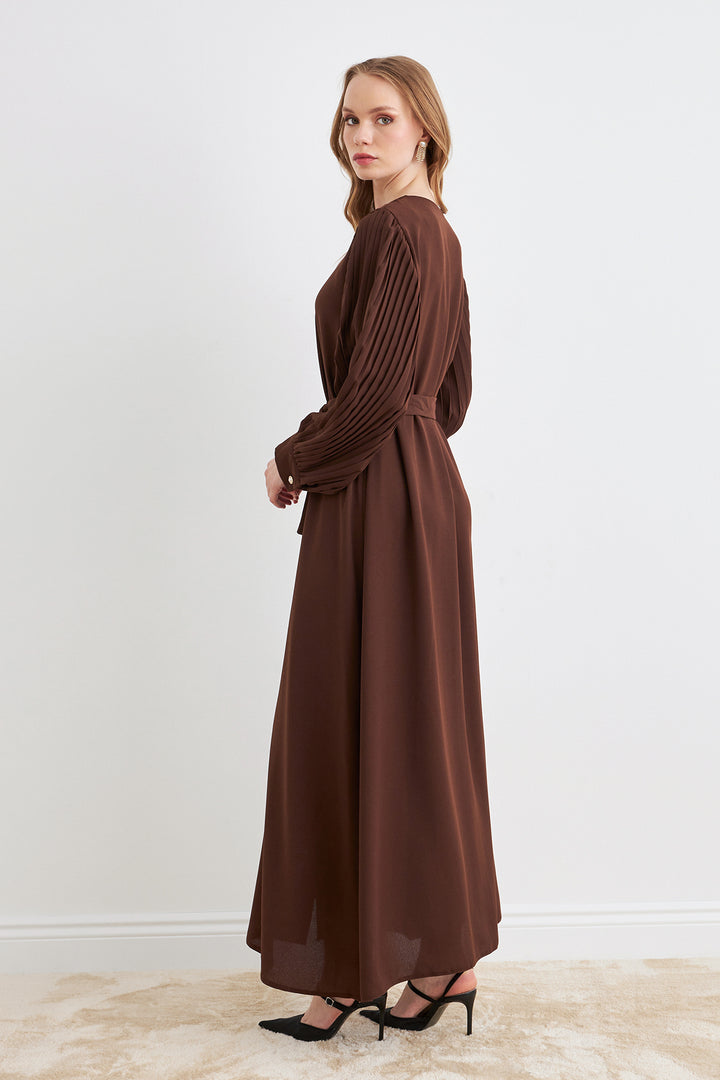 ZRF Women Sleeves Puffy Abaya - Brown - Mayagüez
