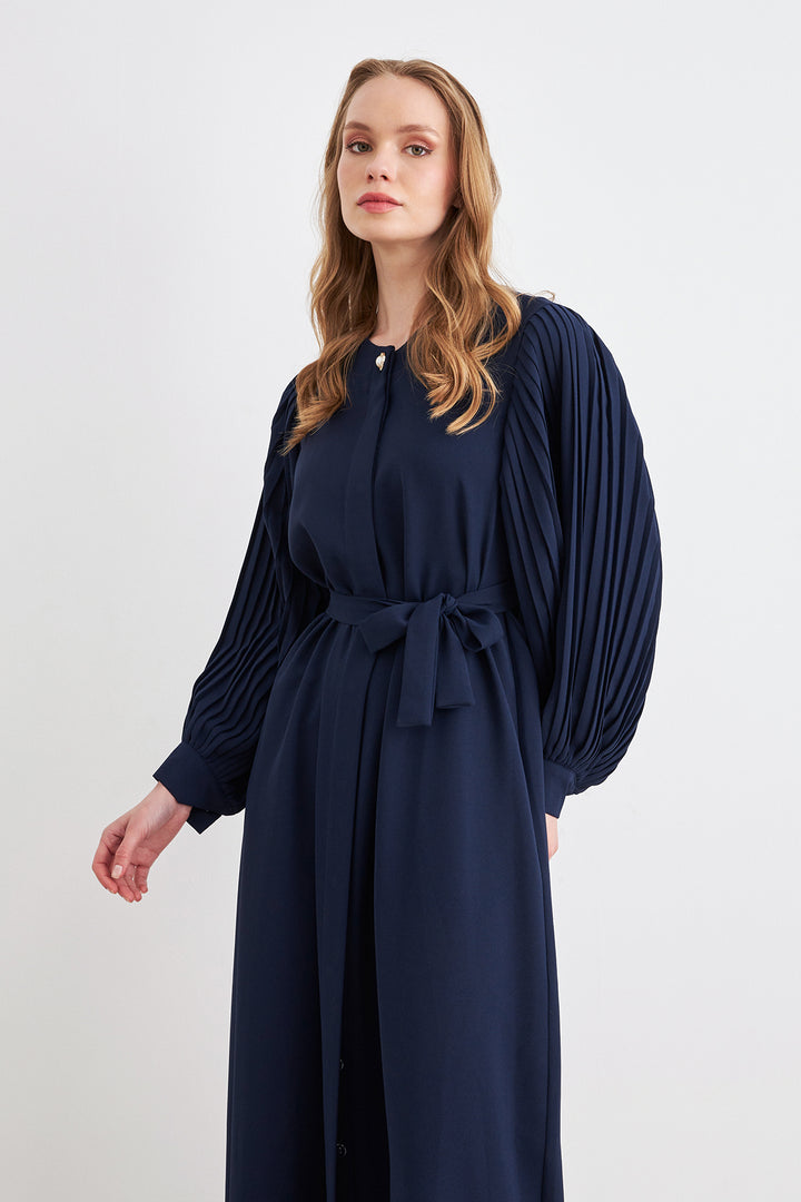 ZRF Women Sleeves Puffed Abaya - Navy Blue - Milan