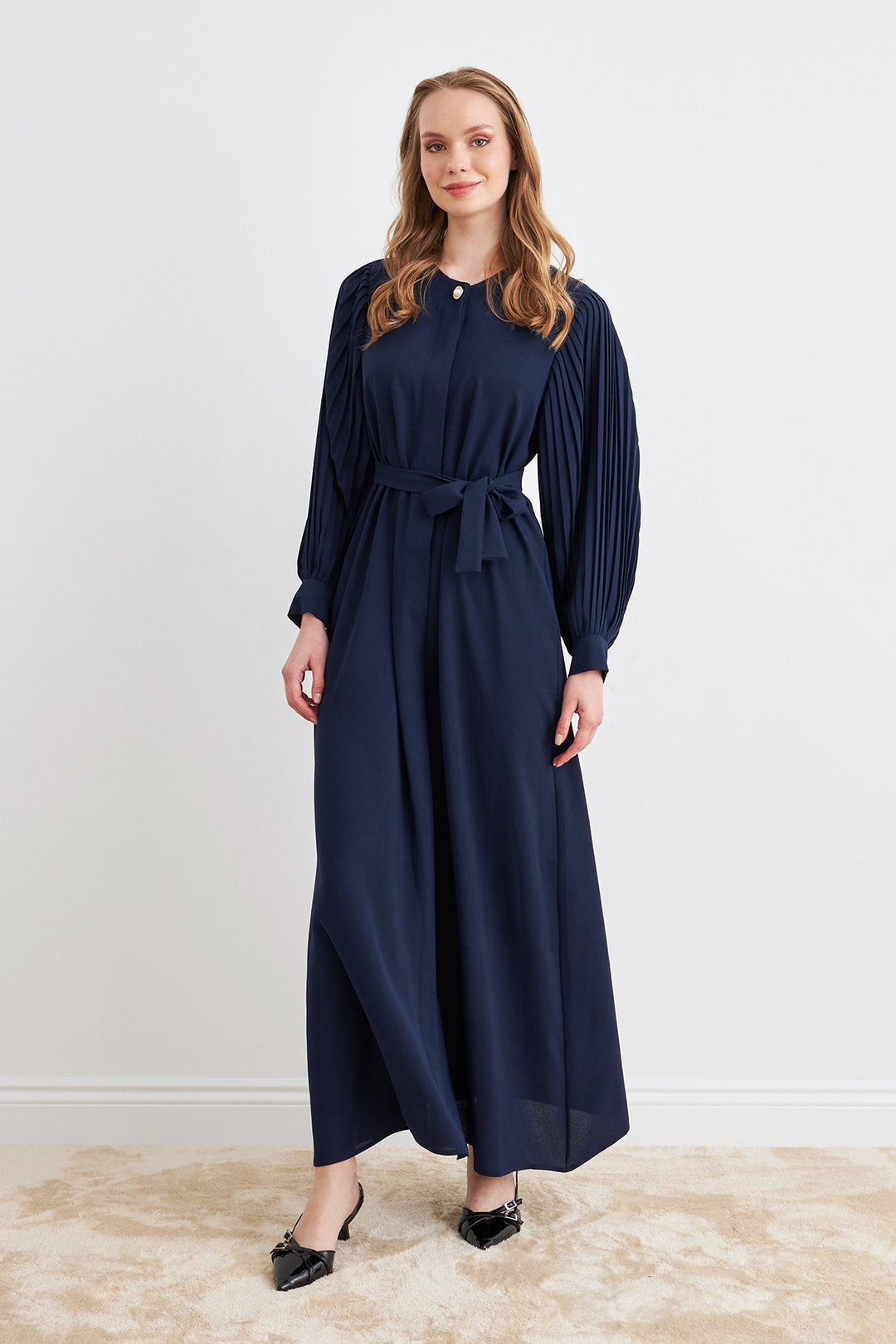 ZRF Women Sleeves Puffed Abaya - Navy Blue - Milan