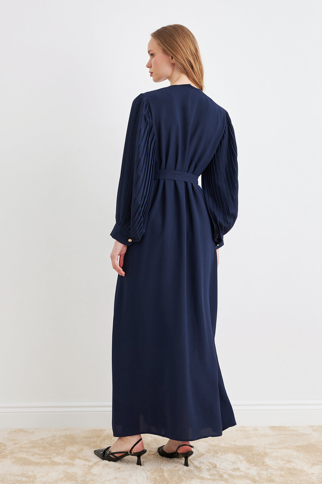 ZRF Women Sleeves Puffed Abaya - Navy Blue - Milan