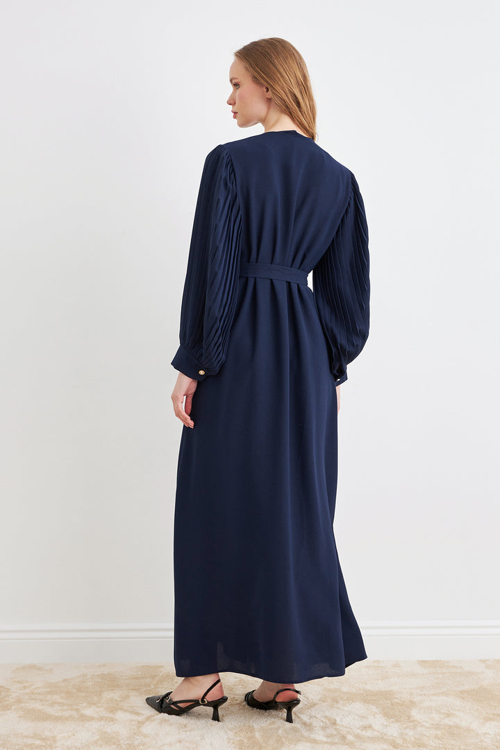 ZRF Women Sleeves Puffed Abaya - Navy Blue - Milan