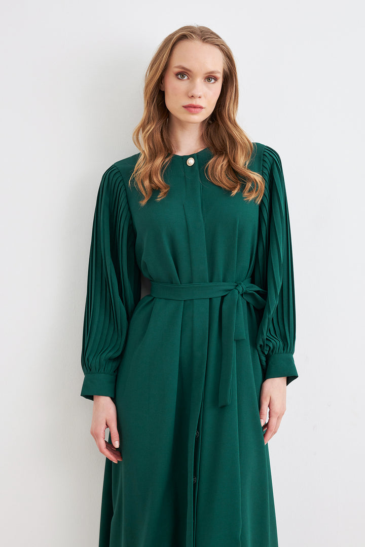 ZRF Women Sleeves Puffed Abaya - Emerald - Arden-Arcade