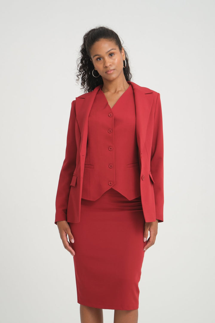 NDL Women Vest-Jacket Skirt Three-Piece Women's Suit Burgundy - Lissone
