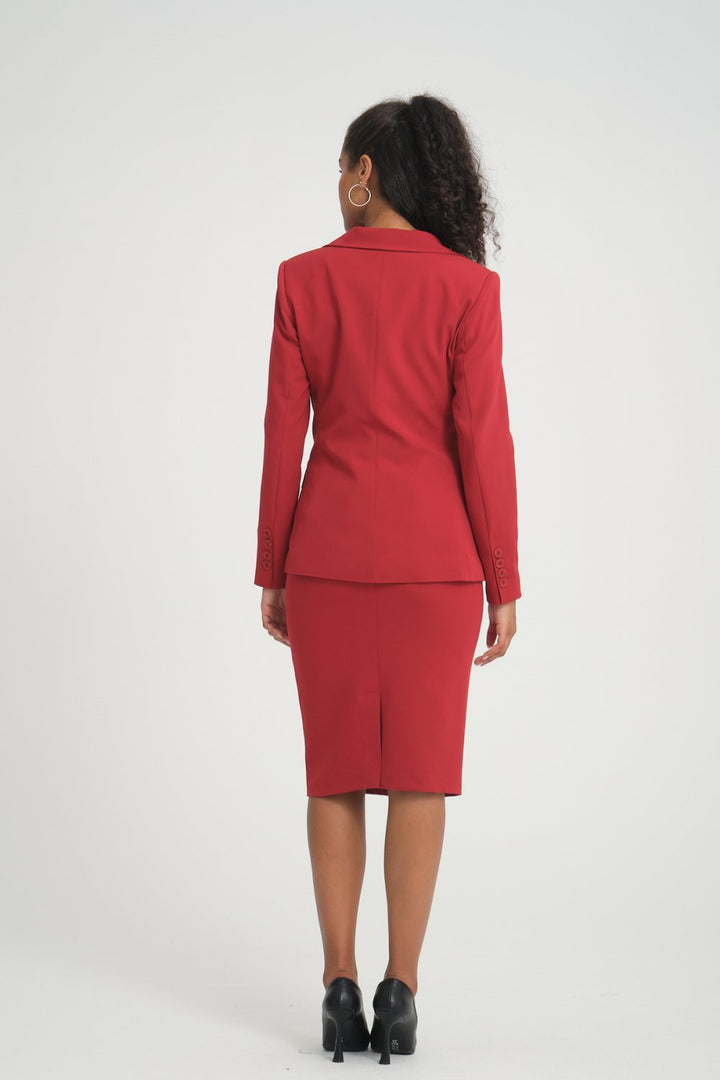 NDL Women Vest-Jacket Skirt Three-Piece Women's Suit Burgundy - Lissone