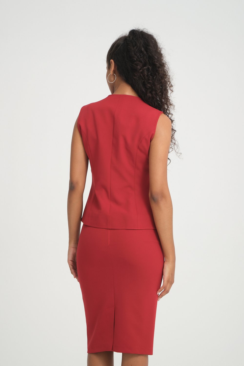 NDL Women Vest-Jacket Skirt Three-Piece Women's Suit Burgundy - Lissone