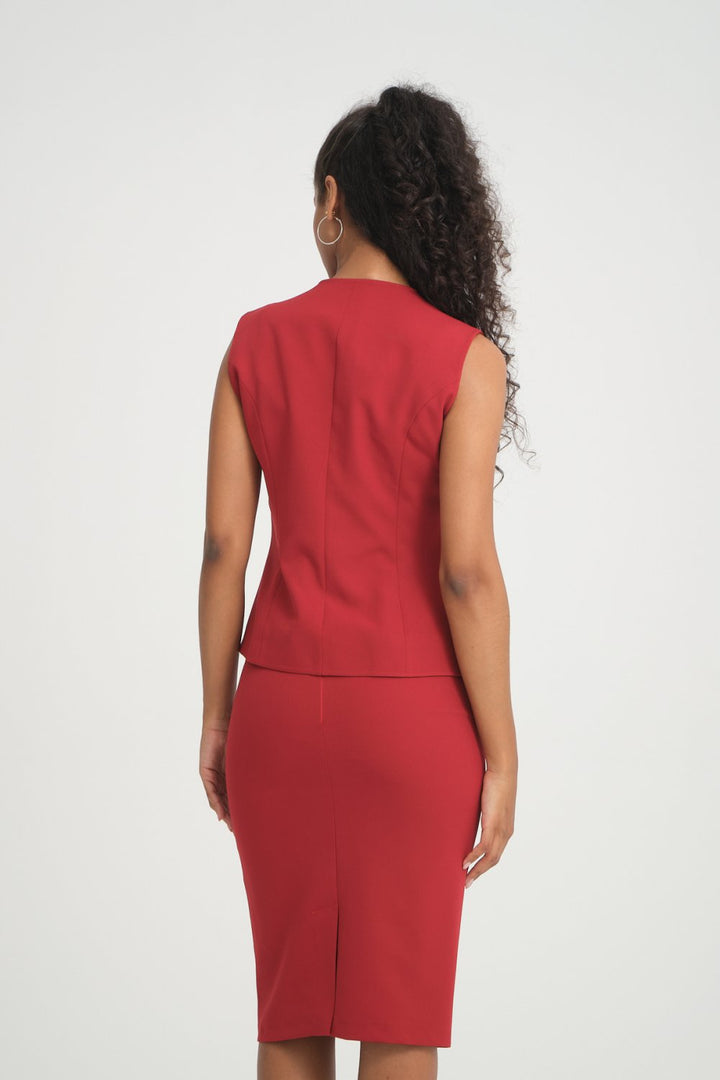 NDL Women Vest-Jacket Skirt Three-Piece Women's Suit Burgundy - Lissone