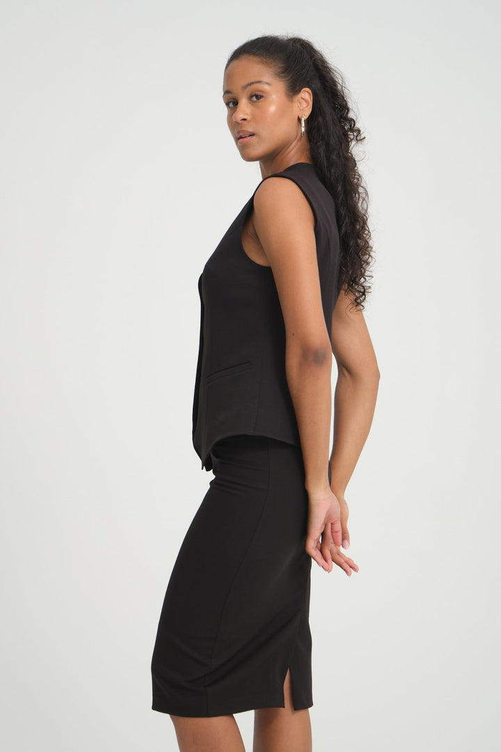 NDL Women Three-Piece Women's Suit with Vest-Jacket Skirt Black - Neunkirchen