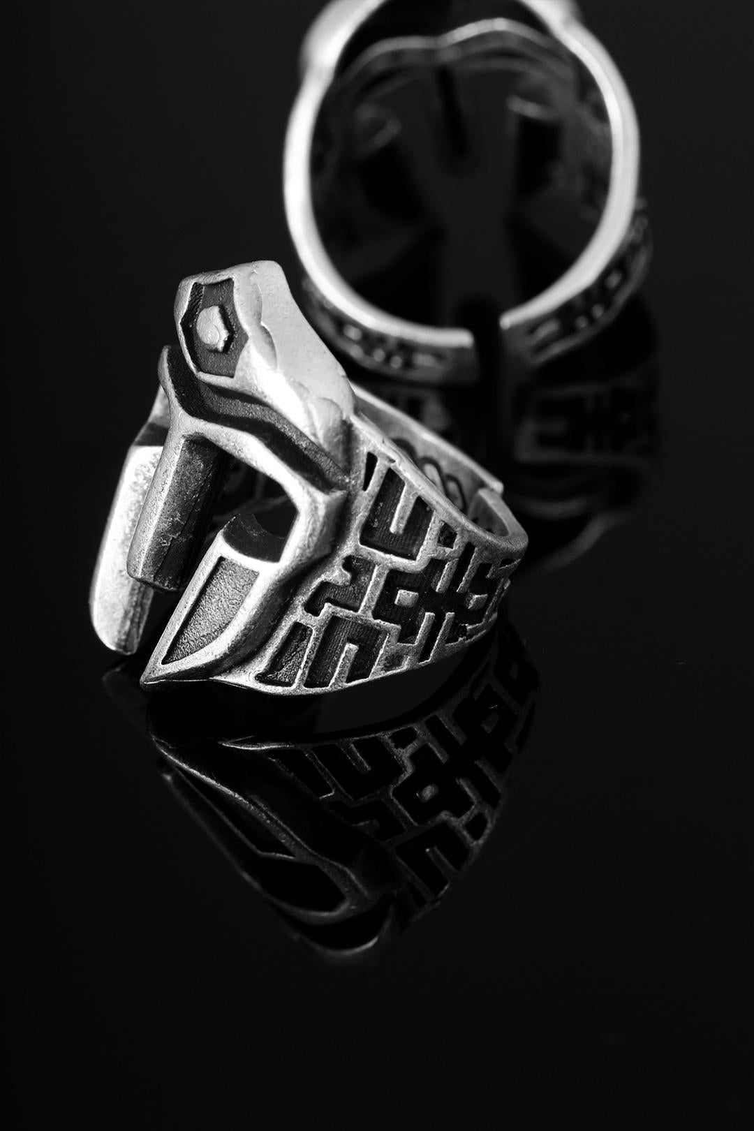 EBJ Steel Helmet Figured Adjustable Men's Ring - Porto