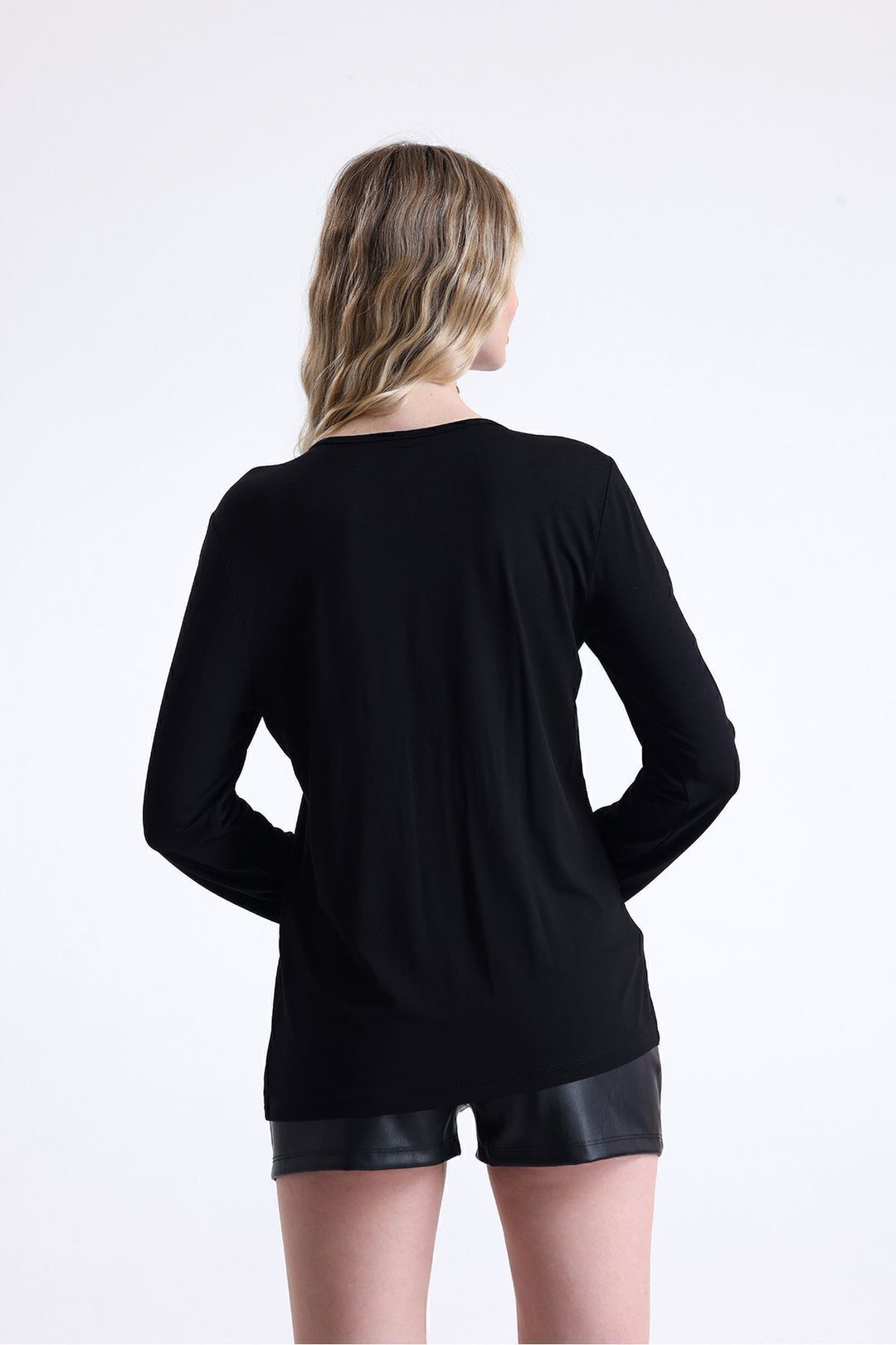 SNS Sense Black Lace Collar Long Sleeve Viscose Blouse - Cihuatlán