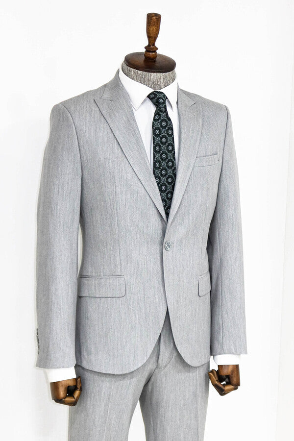 WSS 2 Piece Plain Slim Fit Grey Men Suit  - Bethlehem