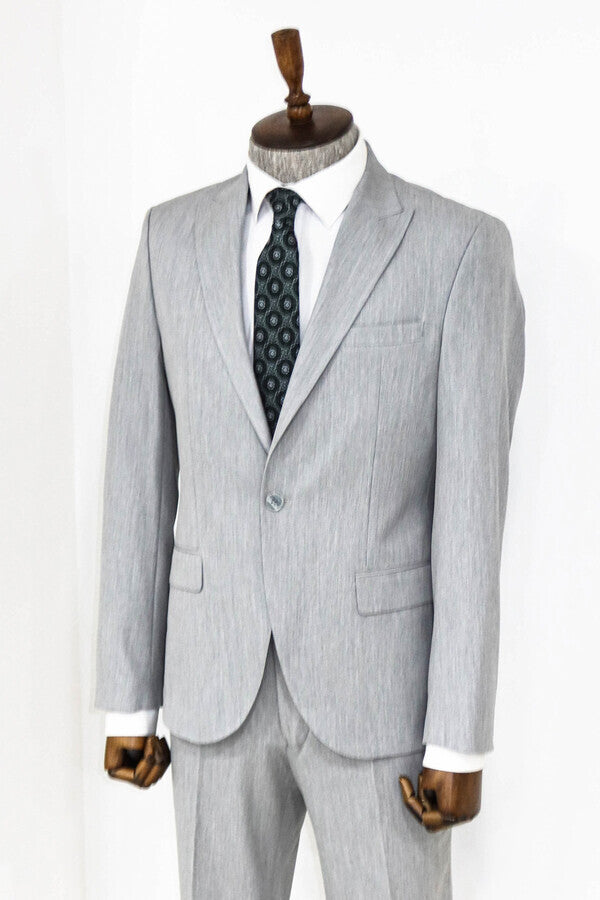WSS 2 Piece Plain Slim Fit Grey Men Suit  - Bethlehem