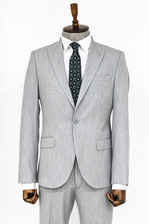 WSS 2 Piece Plain Slim Fit Grey Men Suit  - Bethlehem