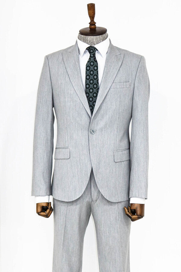 WSS 2 Piece Plain Slim Fit Grey Men Suit  - Bethlehem