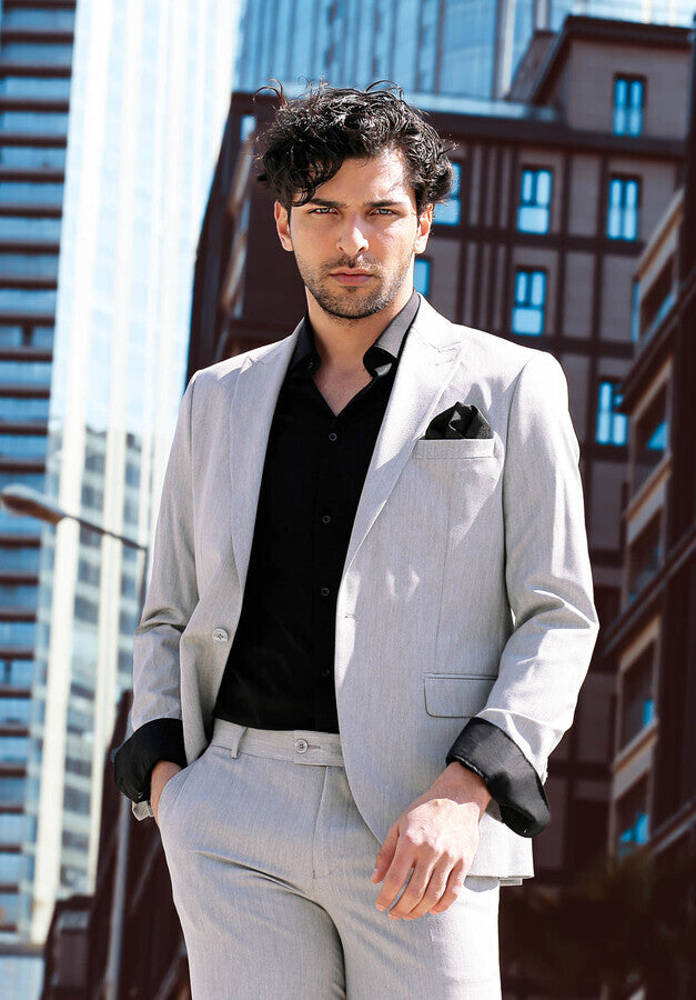 WSS 2 Piece Plain Slim Fit Grey Men Suit  - Bethlehem