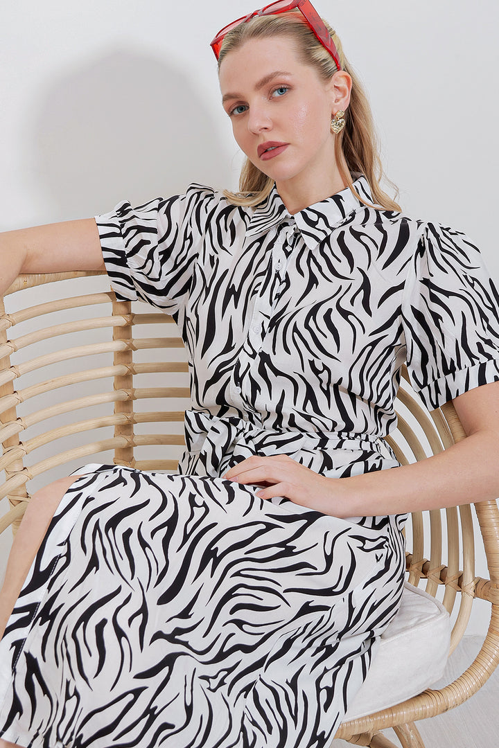 BGD Women Short Sleeve Viscose Dress - Black - Memmingen