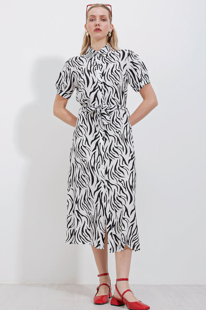 BGD Women Short Sleeve Viscose Dress - Black - Memmingen