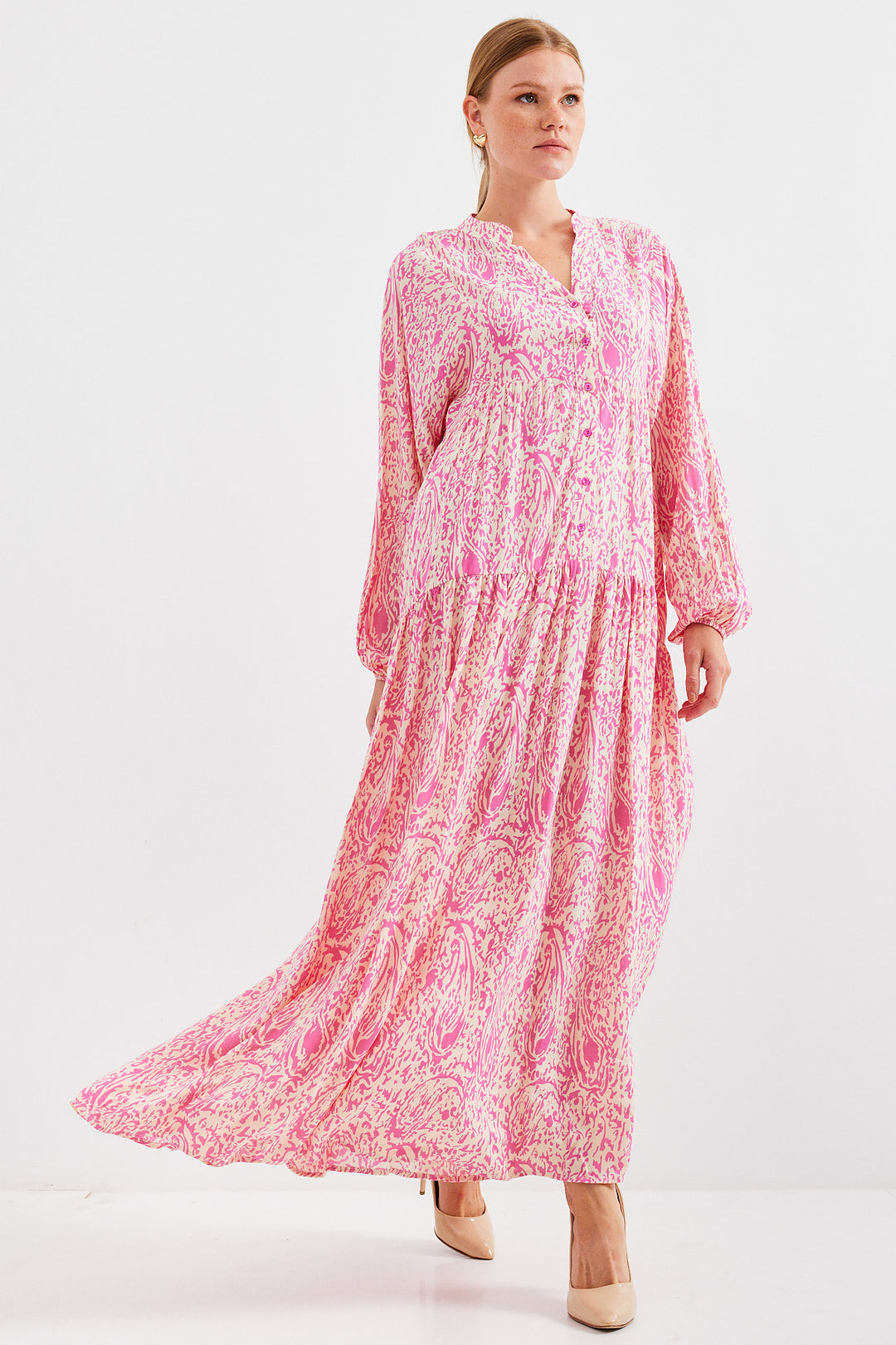 BGD Women Woman Patterned Pink Viscose Hijab Dress 2423 - Sankt Pölten