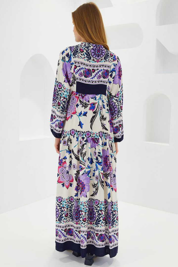 BGD Women Woman Navy Blue Purple Viscose Hijab Dress 2423 - Avondale