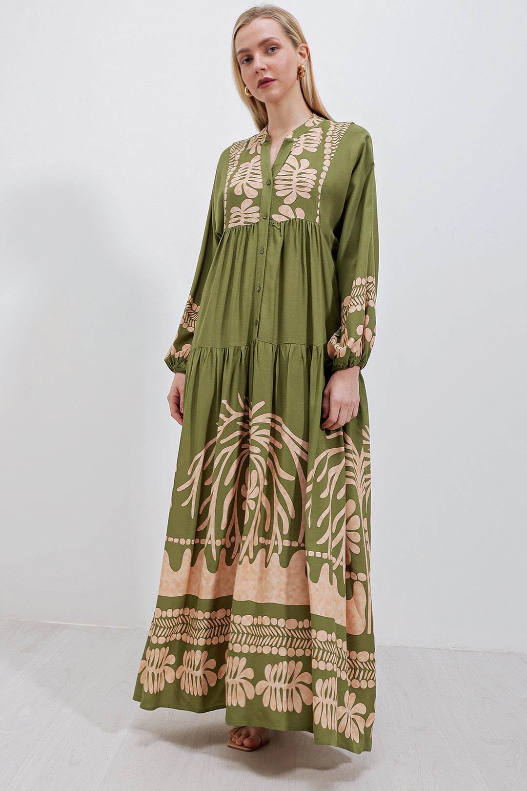 BGD Women Authentic Patterned Hijab Dress - Khaki - Schwäbisch Hall