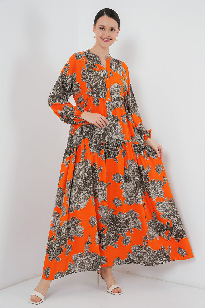 BGD Women Authentic Patterned Hijab Dress - Orange. - Sarcelles