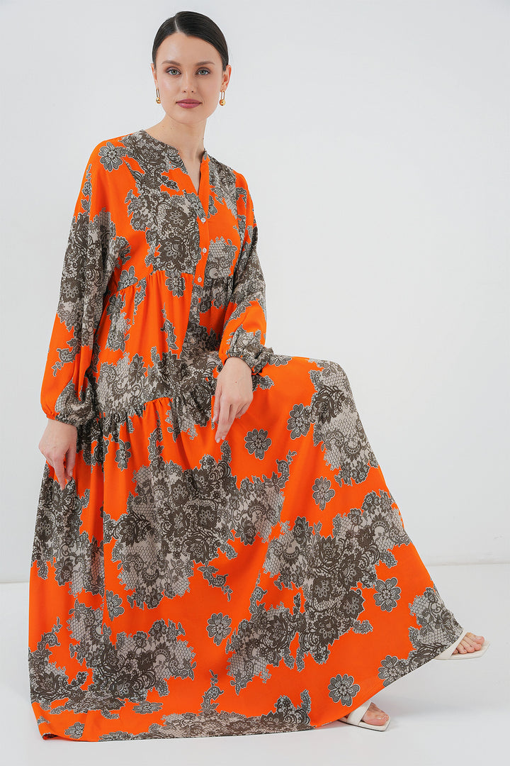 BGD Women Authentic Patterned Hijab Dress - Orange. - Sarcelles