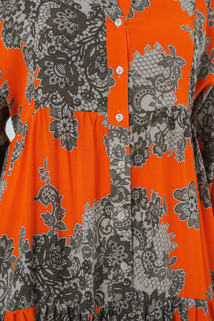BGD Women Authentic Patterned Hijab Dress - Orange. - Sarcelles