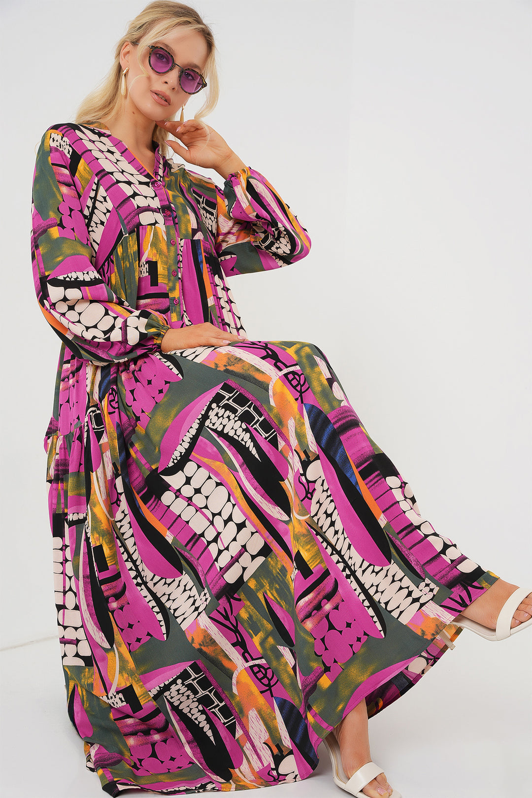 BGD Women Authentic Patterned Hijab Dress - H. Khaki - Talavera de la Reina