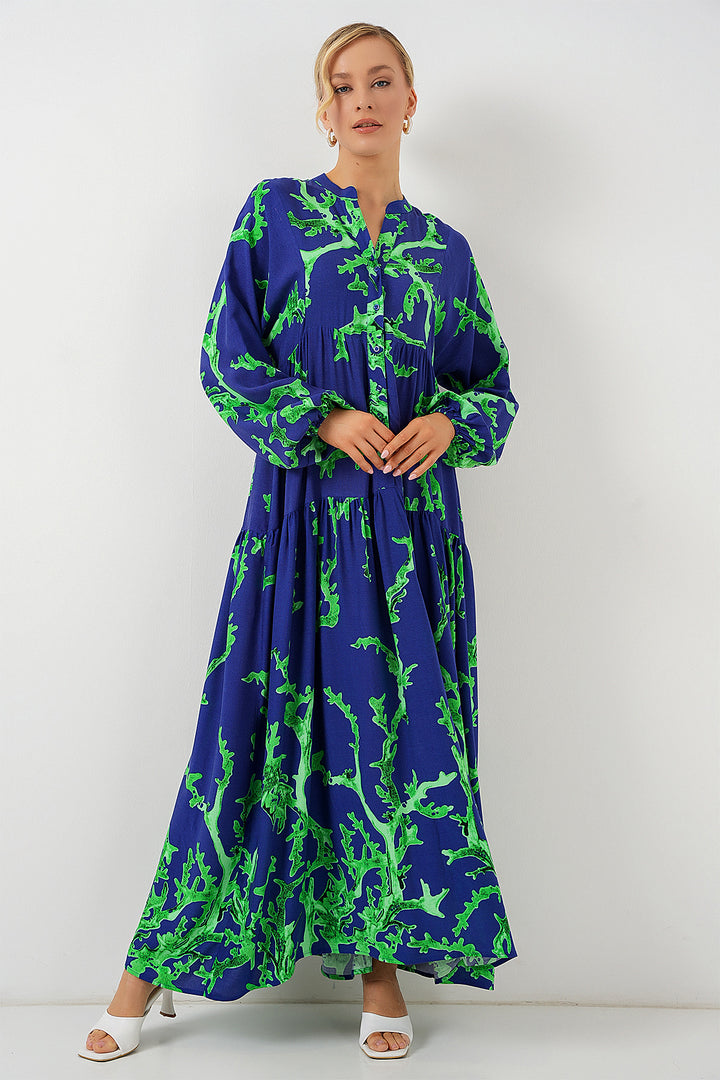 BGD Women Authentic Patterned Hijab Dress - PURPLE-GREEN - Antratsyt