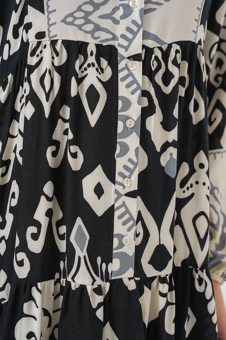 BGD Women Authentic Patterned Hijab Dress - Black 8 - Nova Kakhovka