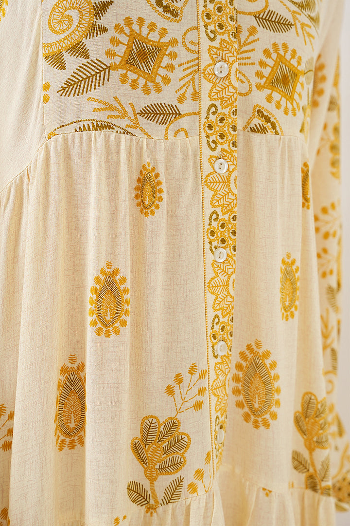 BGD Women Authentic Patterned Hijab Dress - Yellow - Maidenhead