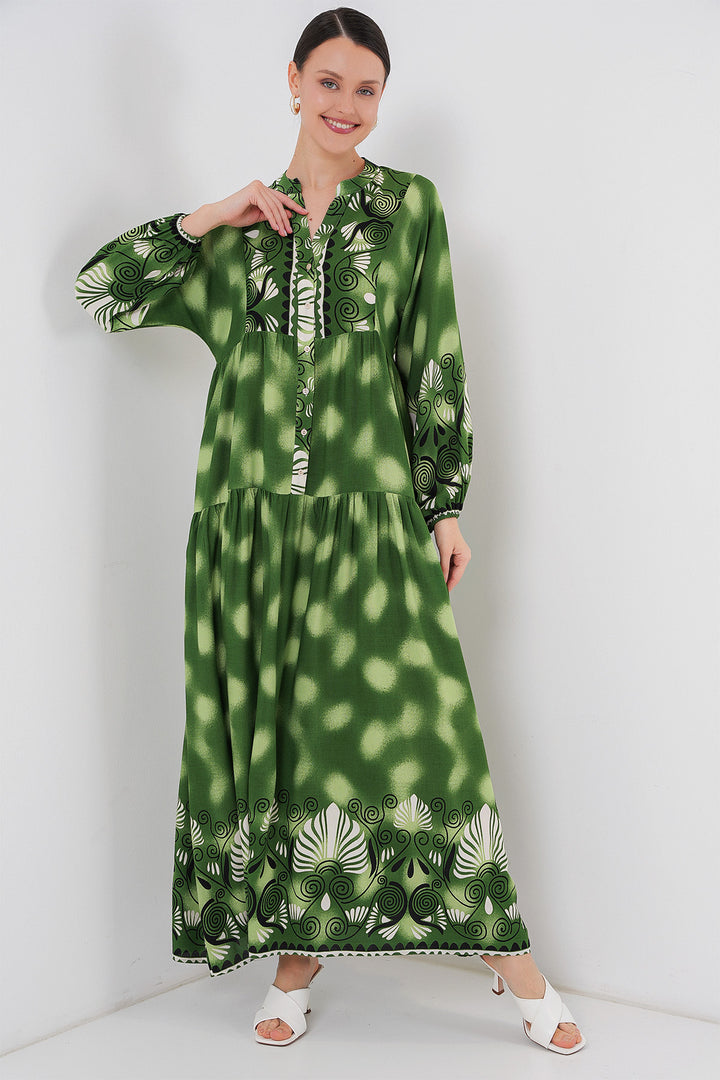 BGD Women Authentic Patterned Hijab Dress - Green 6 - Bettendorf