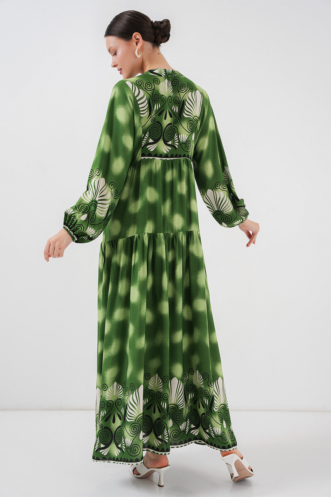 BGD Women Authentic Patterned Hijab Dress - Green 6 - Bettendorf