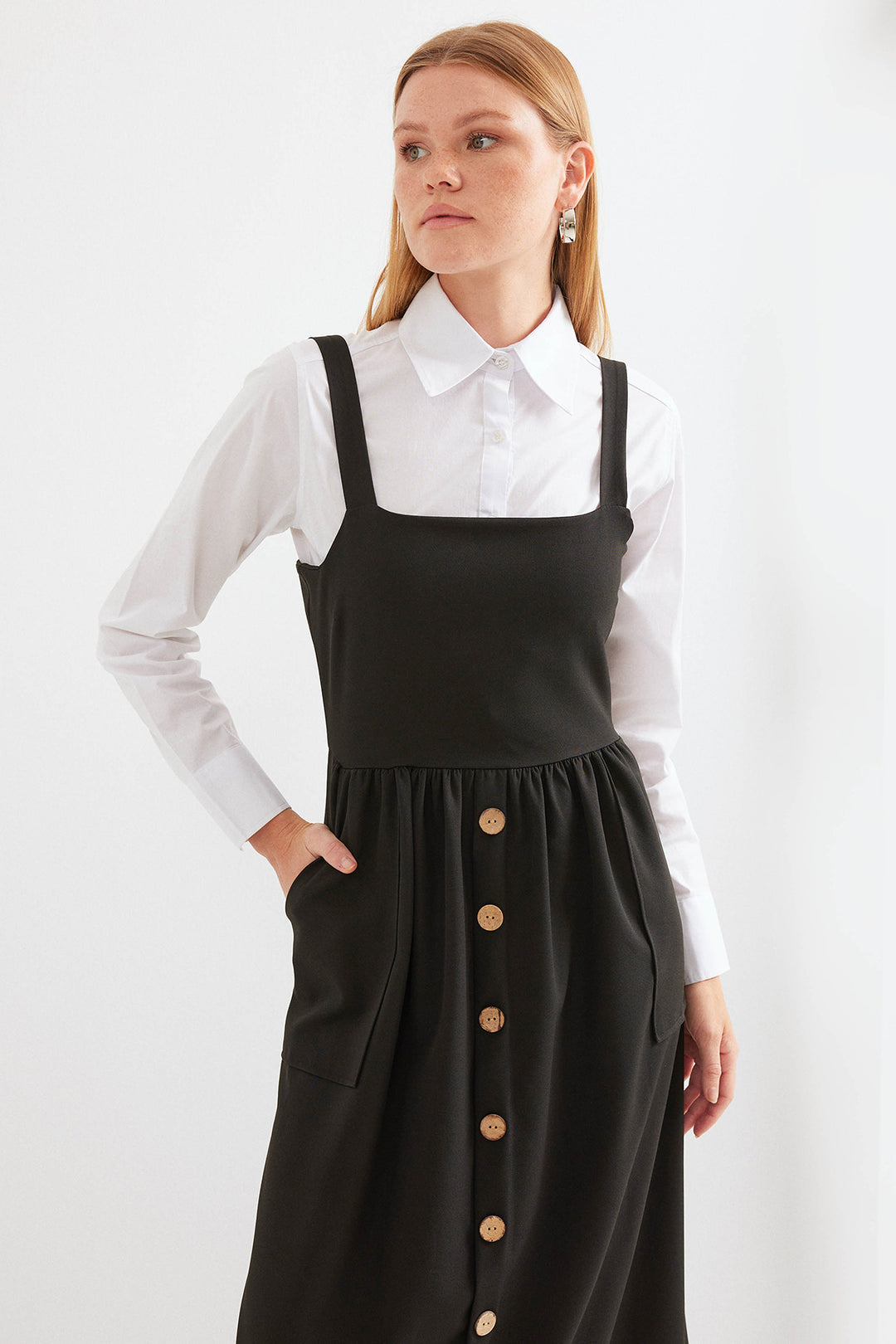 BGD Women Long Overall Dress - Black - Avondale