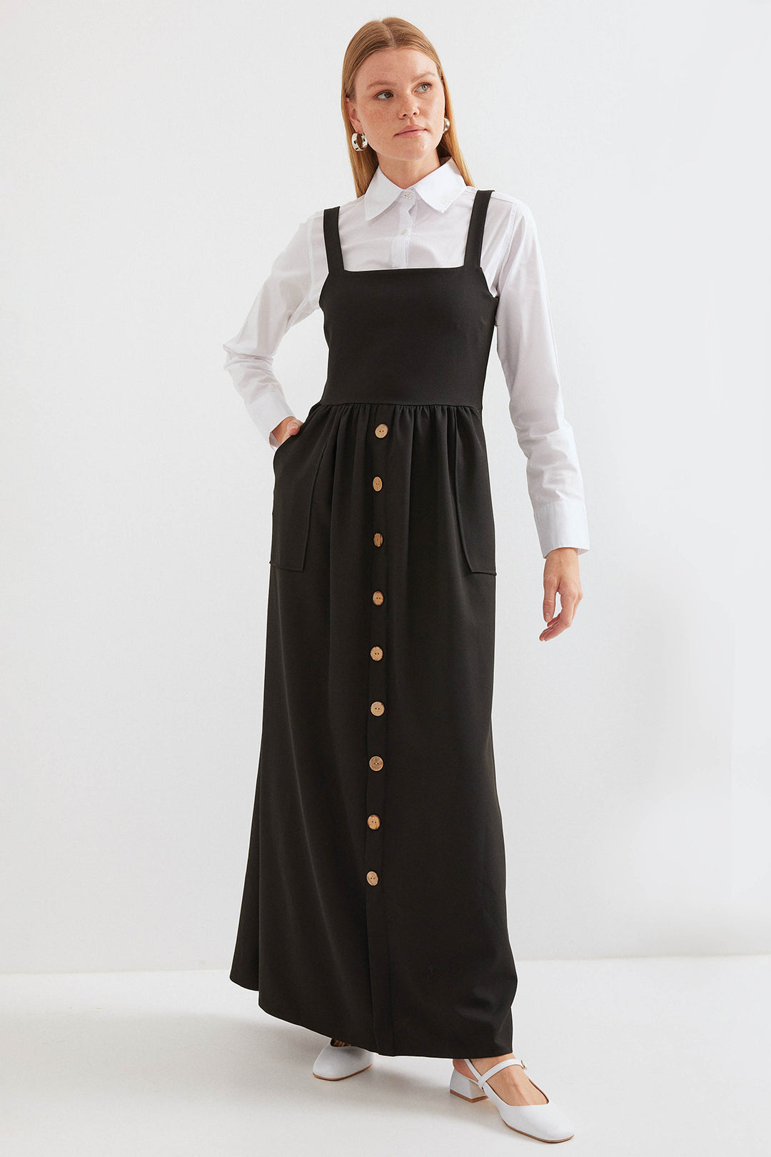 BGD Women Long Overall Dress - Black - Avondale