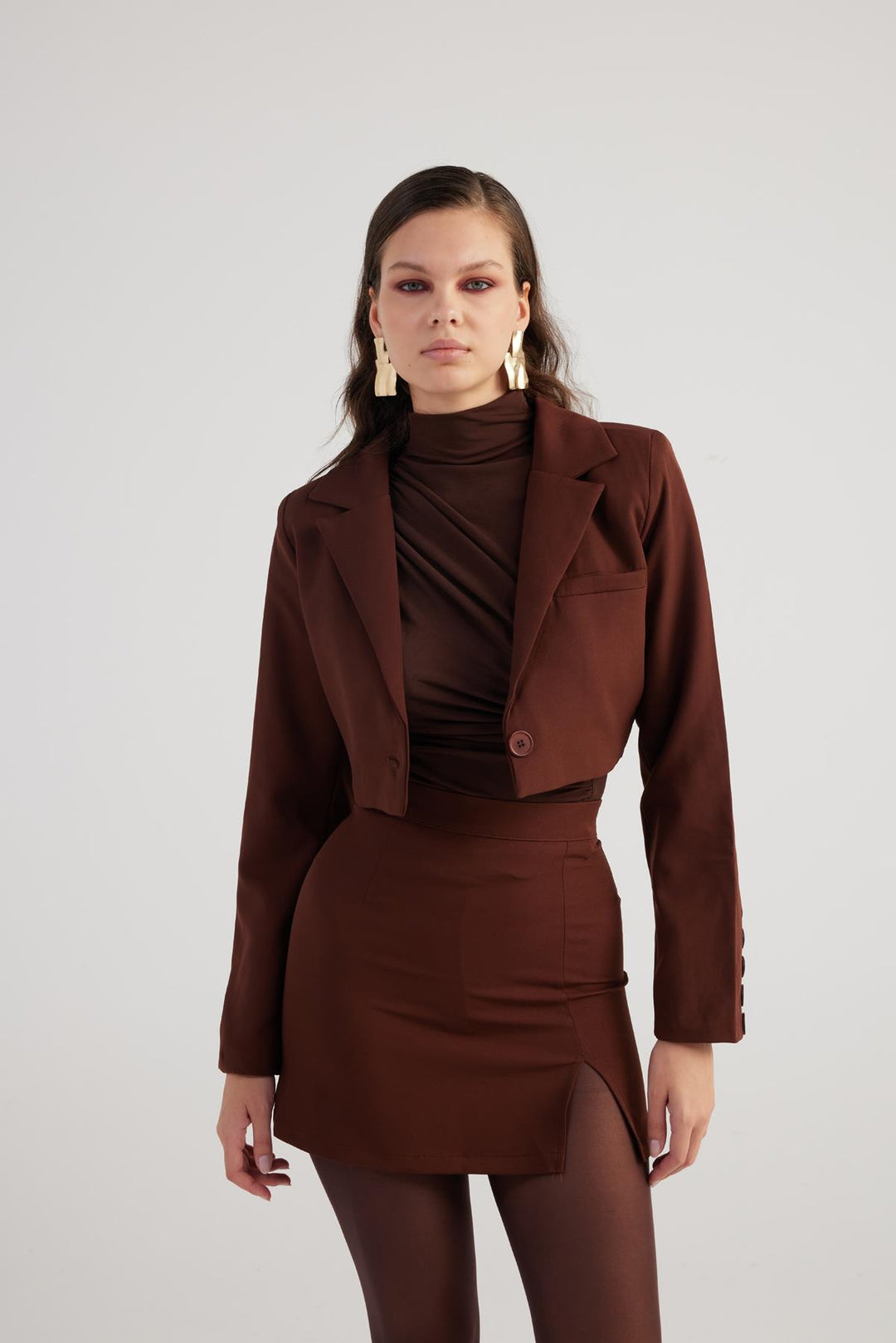 HLLY Women Pleated Skirt Brown - Franklin