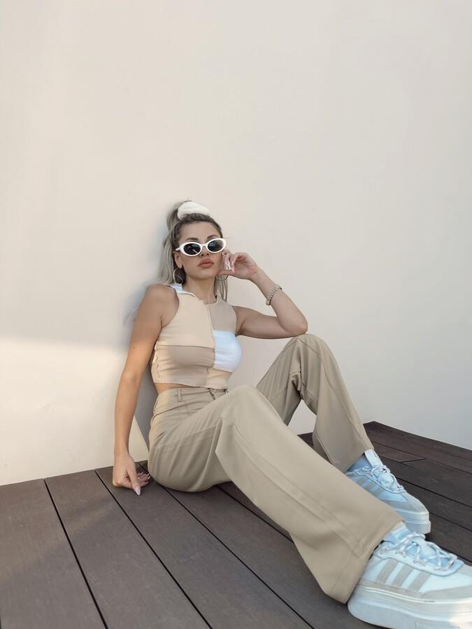 HLLY Women Colorful Blouse Beige - Glenrothes