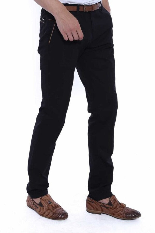 WSS 5 Pockets Patterned Black Men Pants  - Mouscron
