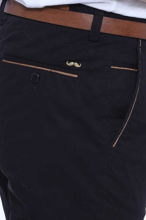 WSS 5 Pockets Patterned Black Men Pants  - Mouscron