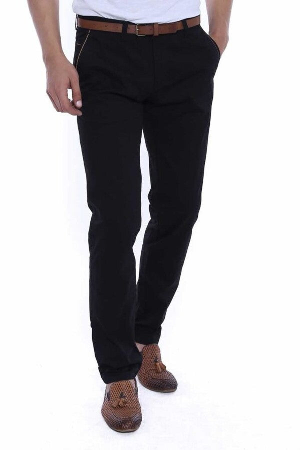 WSS 5 Pockets Patterned Black Men Pants  - Mouscron