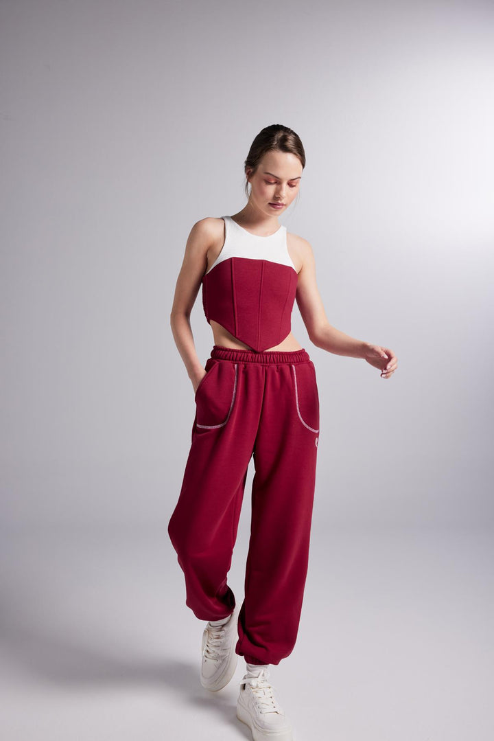 HLLY Women Rhode Sweatpants Bottoms Burgundy - Bel Air South