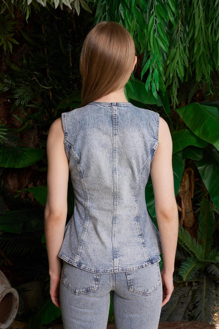 XLJ  Denim Vest with Slit Front - Evansville