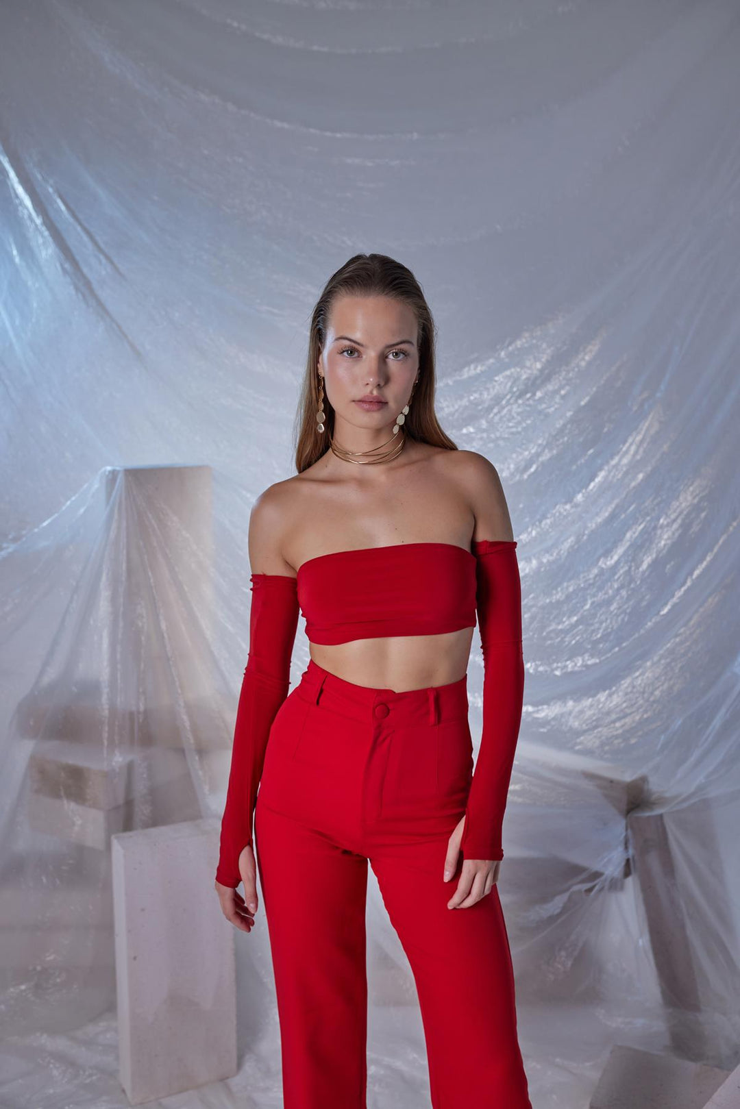 HLLY Women Black Blouse Red - Poole
