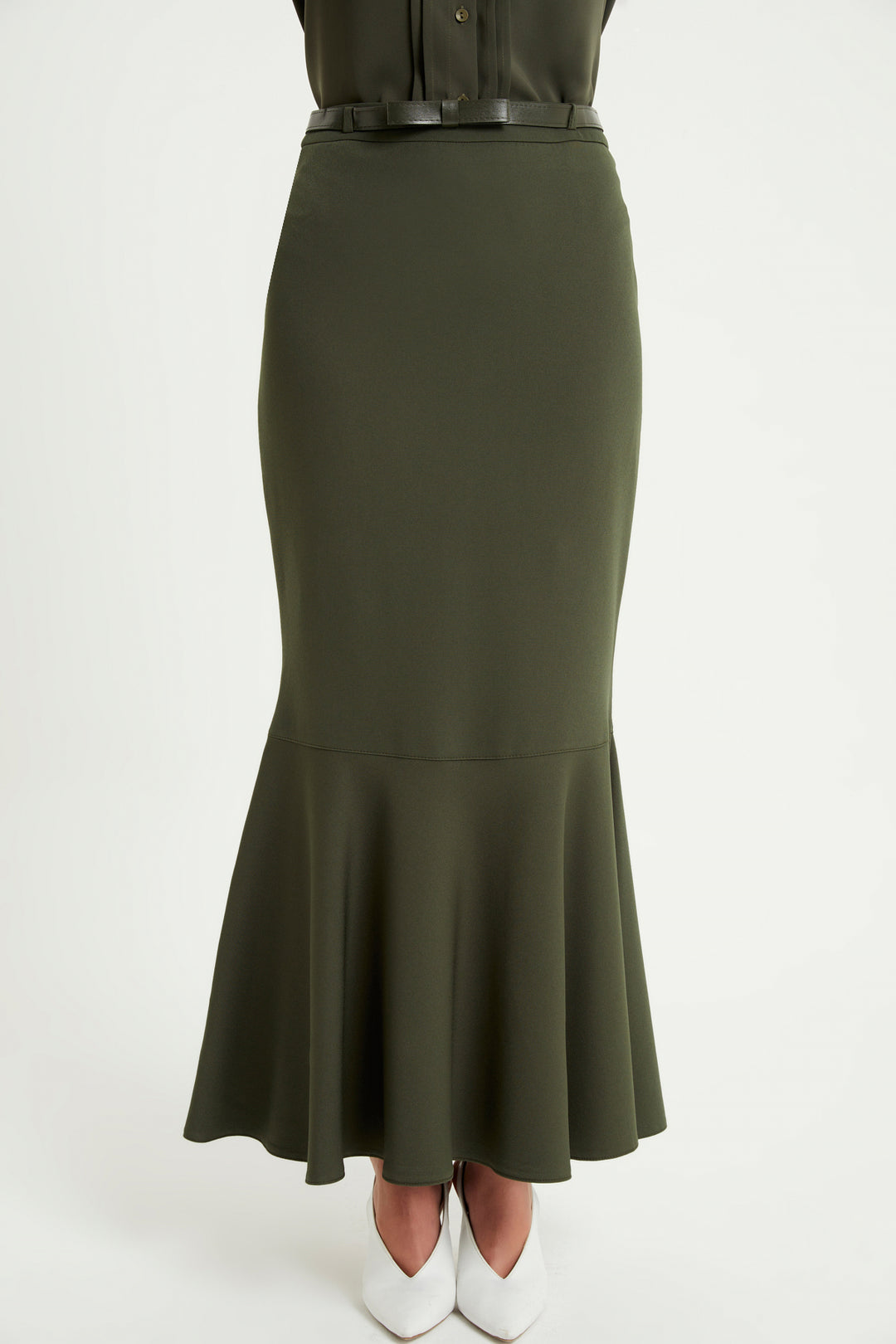 ZRF Women Flounced Belted Skirt - Khaki - Hemet