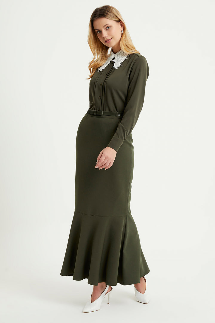 ZRF Women Flounced Belted Skirt - Khaki - Hemet