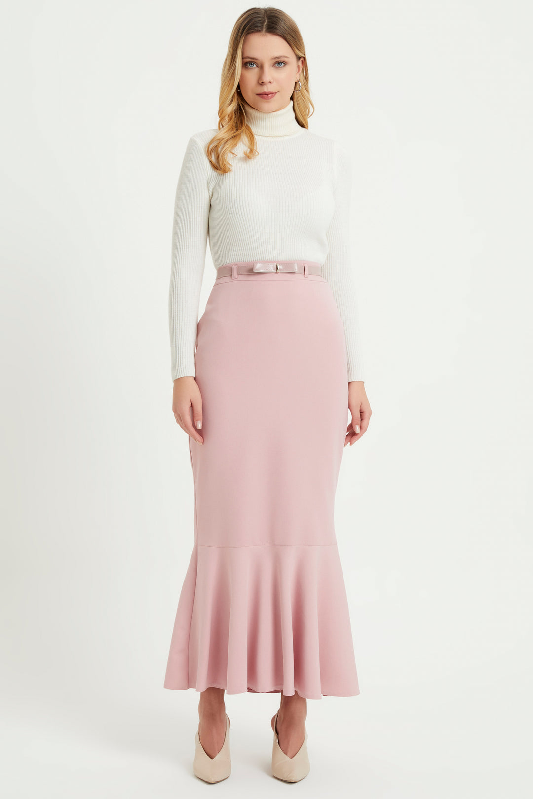 ZRF Women Flounced Belted Skirt - Powder - Warner Robins