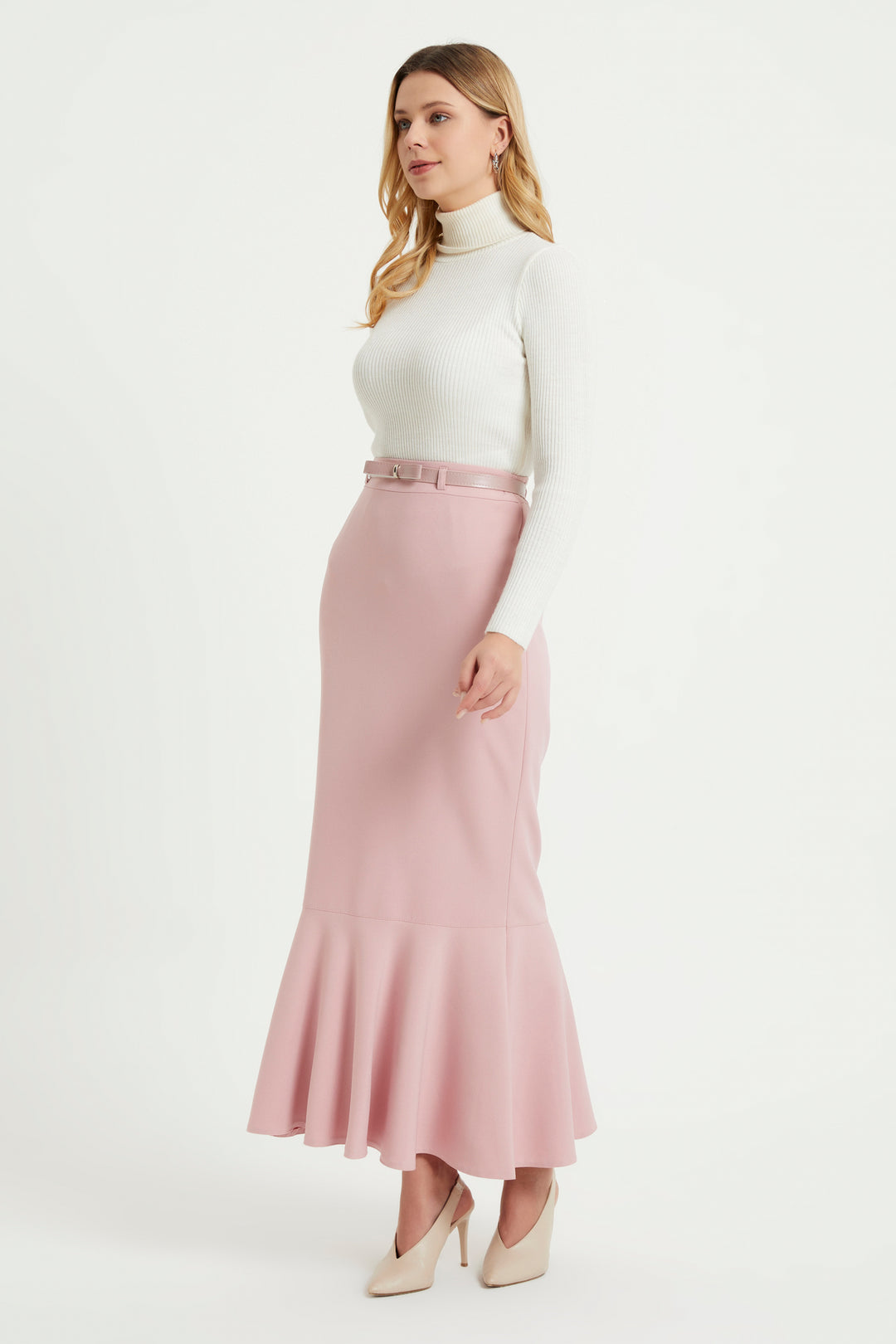 ZRF Women Flounced Belted Skirt - Powder - Warner Robins